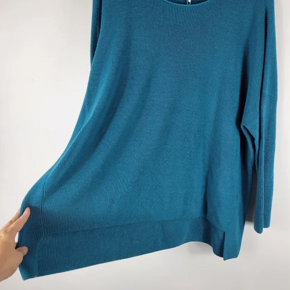 New Eileen Fisher Merino Wool Ribbed Knit Long Sleeve Boxy Pullover Sweater - Picture 3 of 10